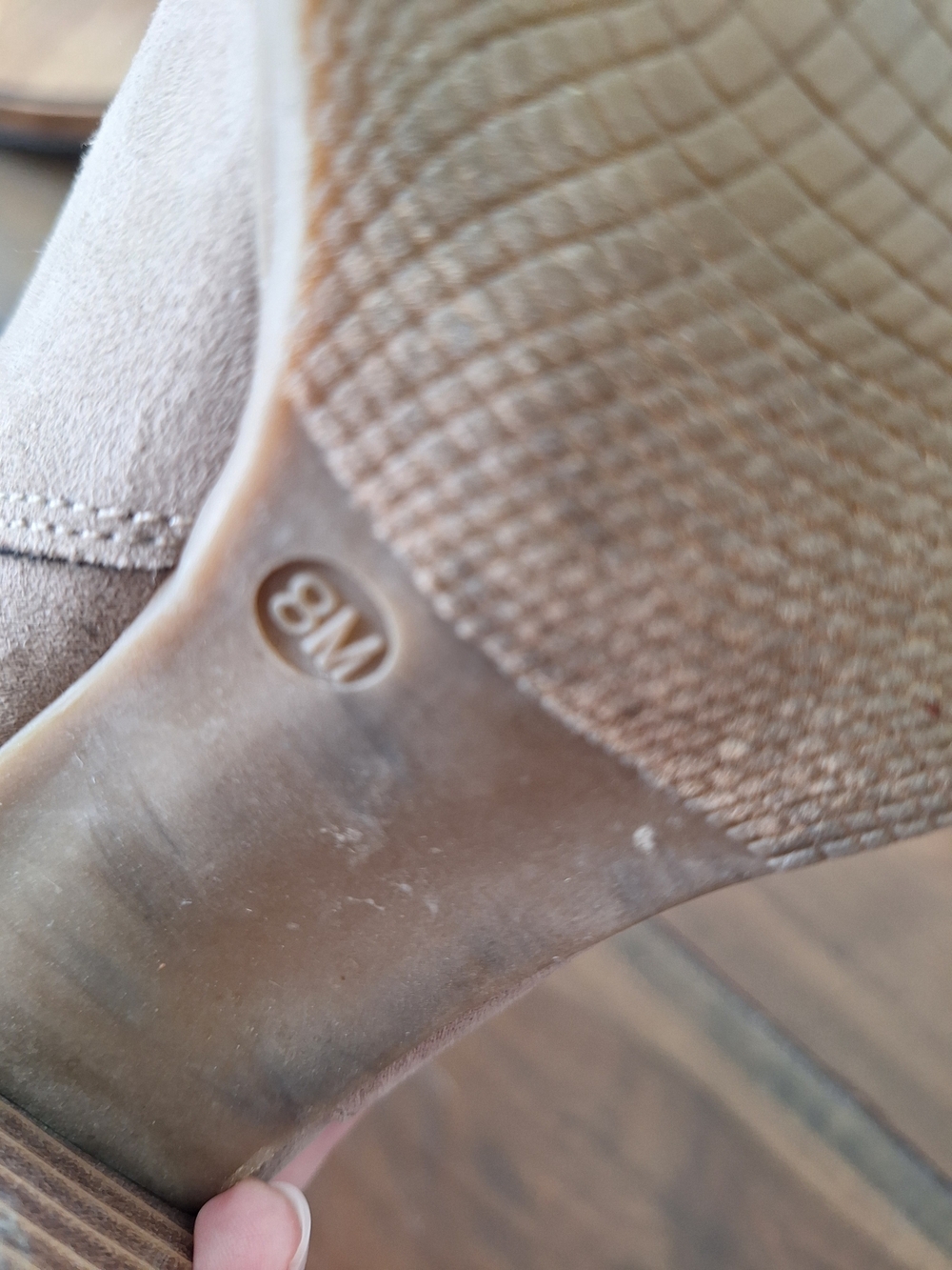 Nicole Taupe Suede Ankle Booties with Brown Strap - Picture 6 of 7